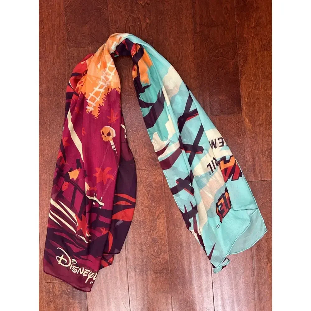 Disneyland Paris Graphic Scarf in Rich Berry and Blue, Indiana Jones in French